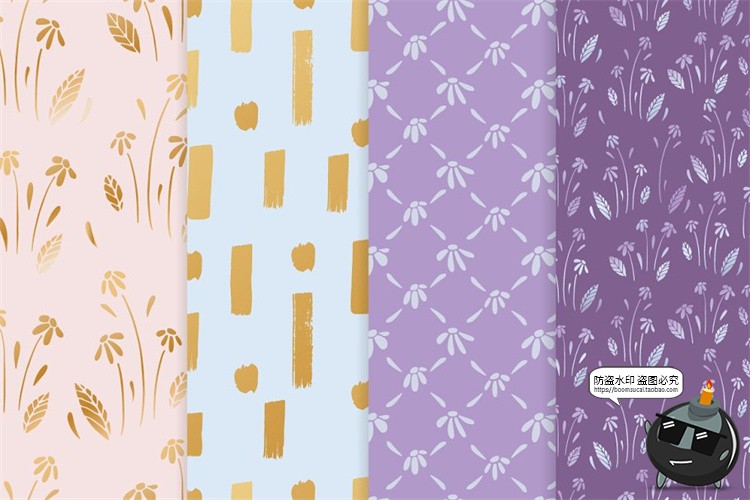 图片[2]-清新文艺小碎花植物绿叶图案背景底纹重复平铺AI矢量JPG图片素材-设计猿