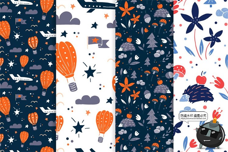 图片[6]-清新文艺小碎花植物绿叶图案背景底纹重复平铺AI矢量JPG图片素材-设计猿