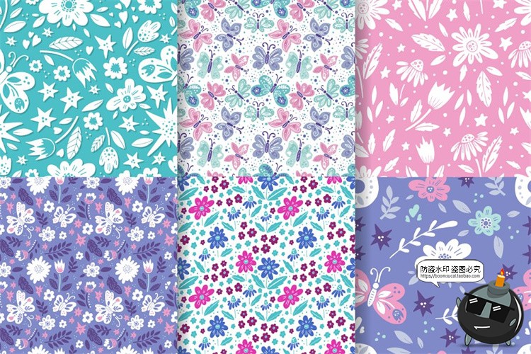 图片[7]-清新文艺小碎花植物绿叶图案背景底纹重复平铺AI矢量JPG图片素材-设计猿