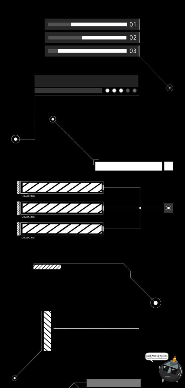 图片[1]-科幻未来赛博朋克科技字幕指示条HUD仪表盘边框Ai矢量PNG免抠素材-设计猿