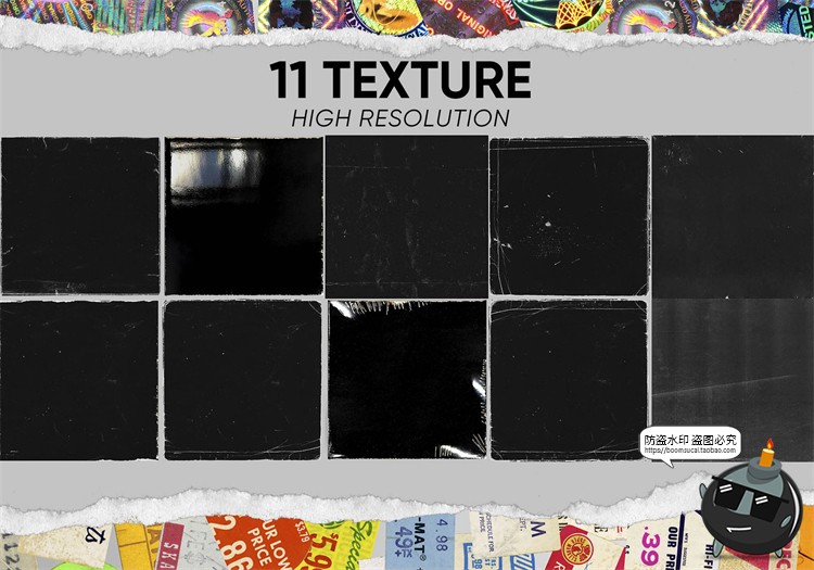 图片[5]-复古潮流镭射不干胶贴纸标签CD光盘做旧包装PNG免抠格式图片素材-设计猿