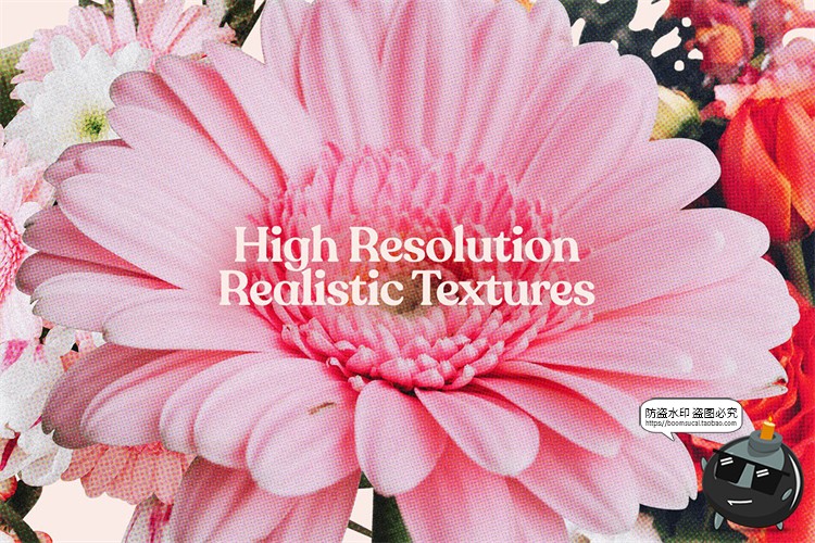 图片[3]-半色调复古鲜花花卉花朵颗粒感风格装饰元素剪贴画PNG免抠素材-设计猿