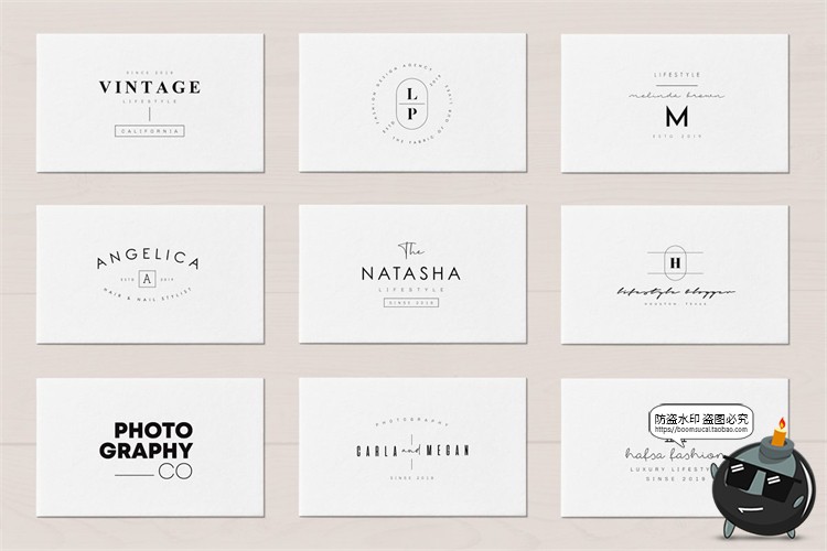 图片[2]-50款极简文艺英文徽标时尚杂志沙龙图标标志PSD模板AI矢量素材-设计猿