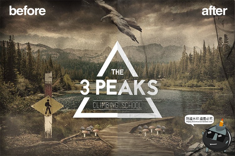 图片[3]-褶皱胶合海报不平整墙贴效果展示样机mockup智能贴图PSD模版素材-设计猿