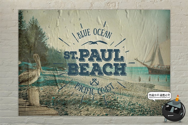 图片[4]-褶皱胶合海报不平整墙贴效果展示样机mockup智能贴图PSD模版素材-设计猿