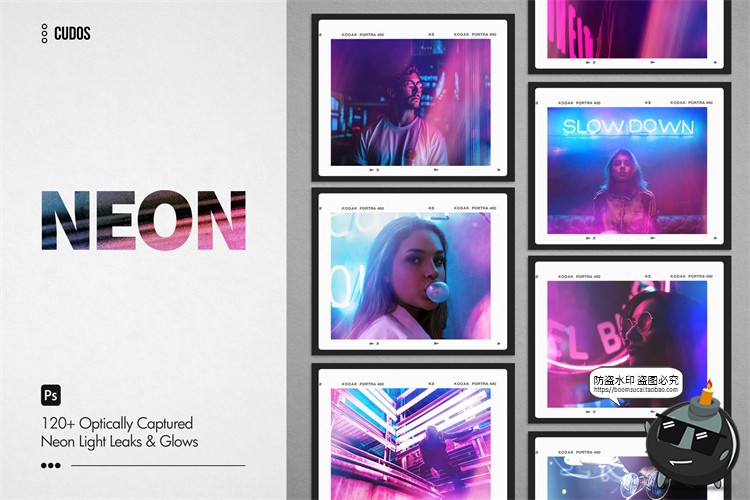 图片[1]-潮流霓虹灯光影酒吧夜店赛博朋克漏光晕特效JPG图片黑底合成素材-设计猿