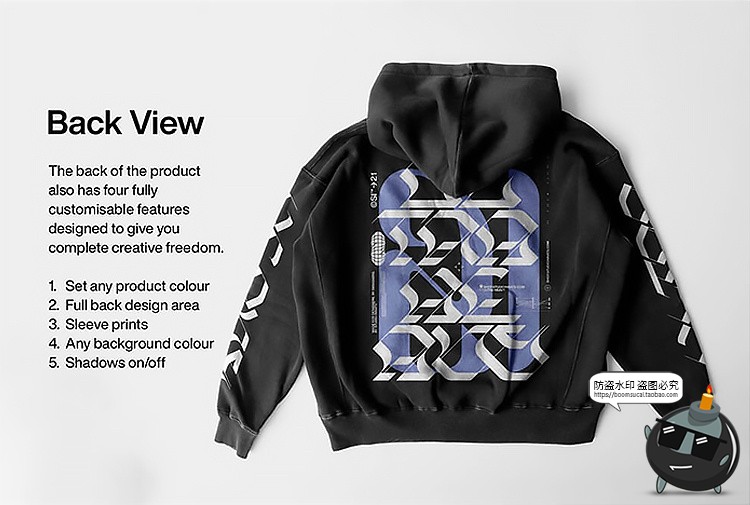图片[3]-潮牌潮流连帽衫卫衣图案印花效果图展示智能贴图样机PSD模板素材-设计猿