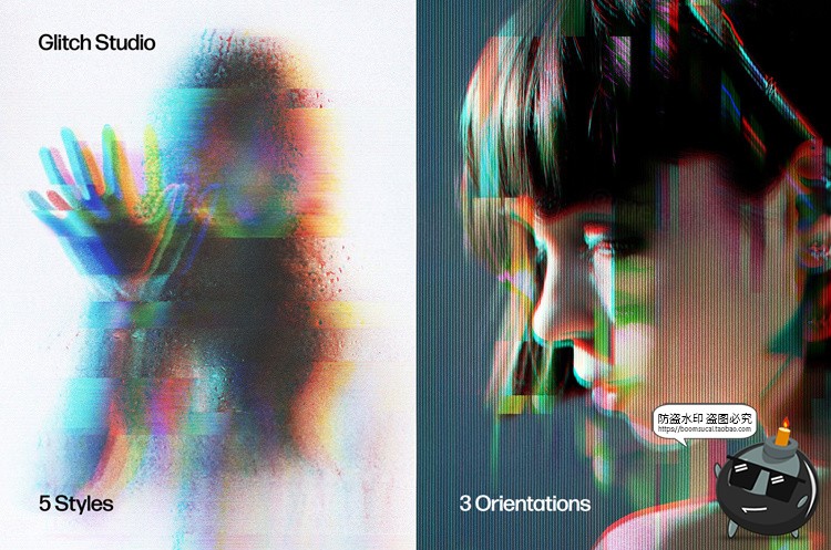 图片[1]-未来迷幻酸性信号故障艺术图片扭曲错误模糊特效样机PSD模板素材-设计猿