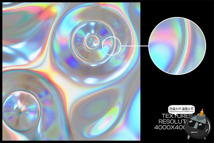 图片[2]-酸性全息未来玻璃光晕镀铬赛博朋克风格彩虹纹理背景JPG图片素材-设计猿