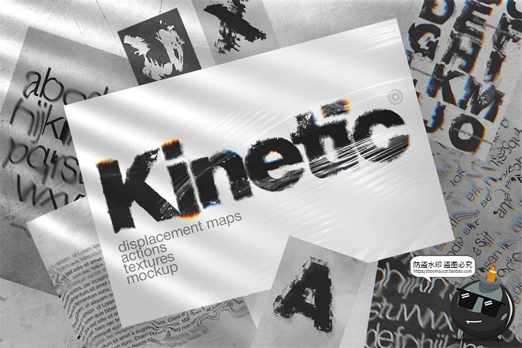 图片[1]-失真动力学位移滤镜贴图磨损故障扭曲字体海报变形特效模板PS素材-设计猿