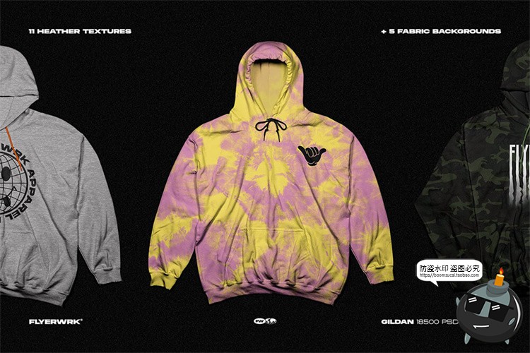 图片[6]-潮流运动连帽衫卫衣上衣衣服褶皱平铺款式贴图样机PSD模板PS素材-设计猿