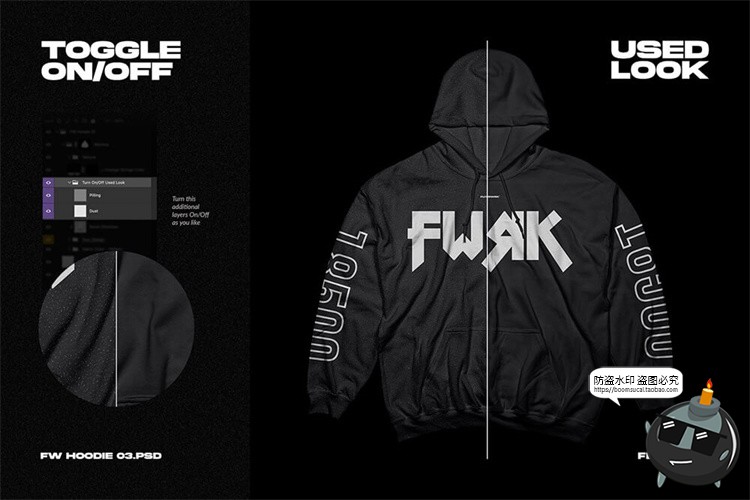 图片[8]-潮流运动连帽衫卫衣上衣衣服褶皱平铺款式贴图样机PSD模板PS素材-设计猿