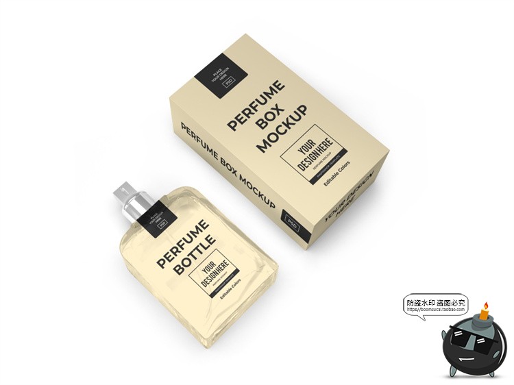 图片[6]-香水玻璃瓶按压喷雾淡黄色包装智能贴图展示样机PSD模板PS素材-设计猿