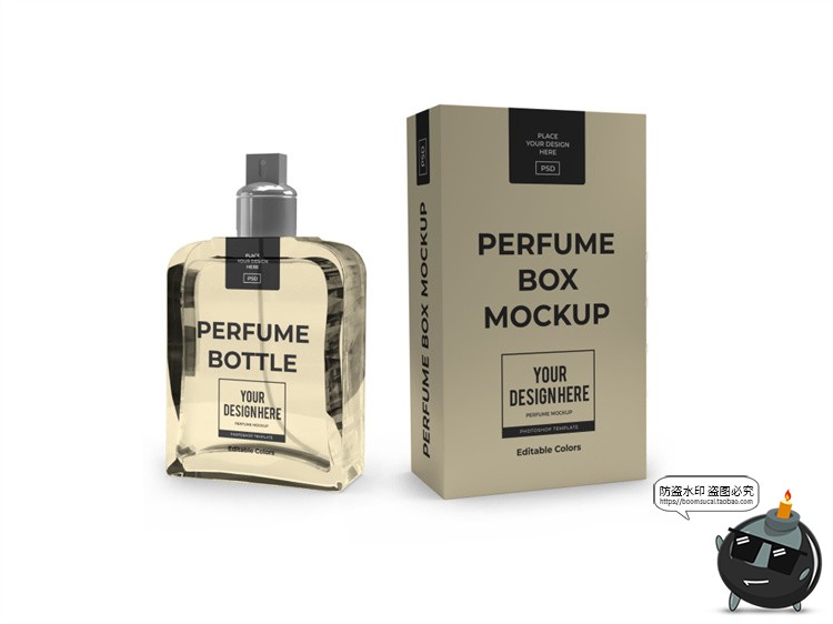 图片[7]-香水玻璃瓶按压喷雾淡黄色包装智能贴图展示样机PSD模板PS素材-设计猿