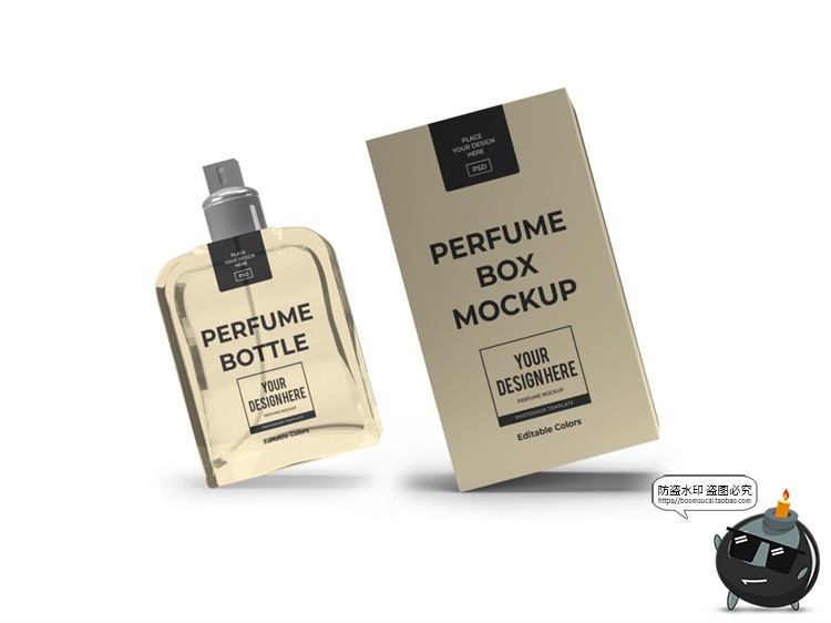 图片[9]-香水玻璃瓶按压喷雾淡黄色包装智能贴图展示样机PSD模板PS素材-设计猿