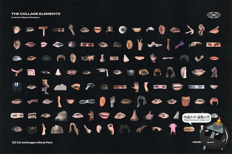 图片[4]-美式潮流复古美学老式杂志明信片书籍报纸剪贴艺术品插画PNG素材-设计猿