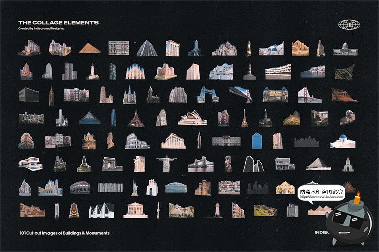 图片[5]-美式潮流复古美学老式杂志明信片书籍报纸剪贴艺术品插画PNG素材-设计猿