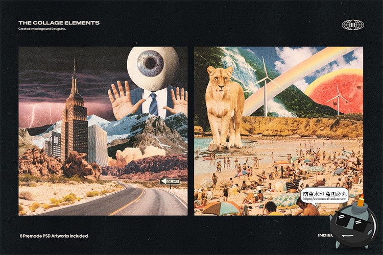 图片[8]-美式潮流复古美学老式杂志明信片书籍报纸剪贴艺术品插画PNG素材-设计猿