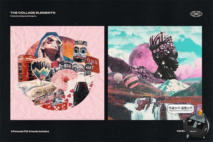 图片[14]-美式潮流复古美学老式杂志明信片书籍报纸剪贴艺术品插画PNG素材-设计猿