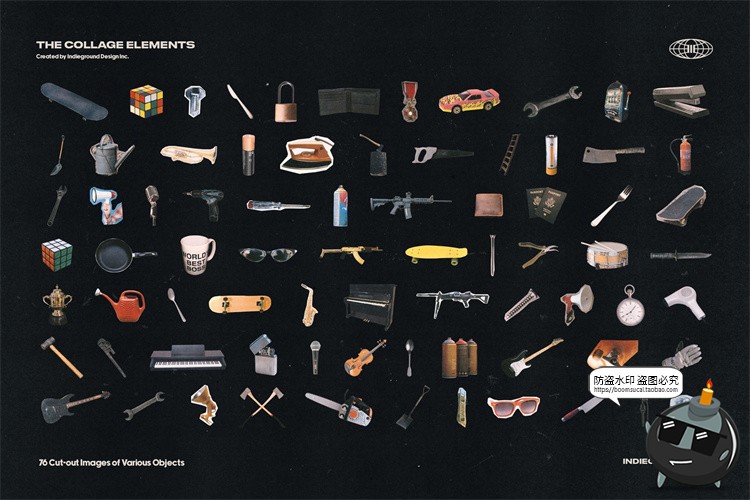 图片[15]-美式潮流复古美学老式杂志明信片书籍报纸剪贴艺术品插画PNG素材-设计猿