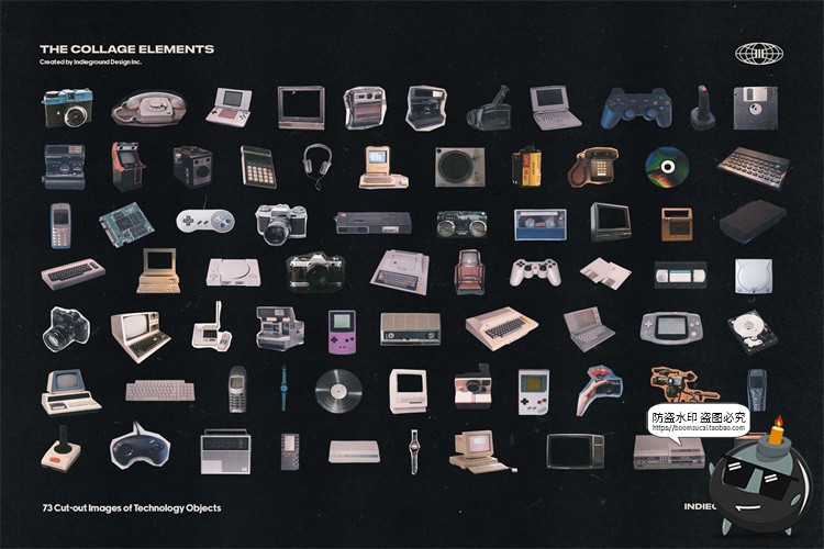 图片[17]-美式潮流复古美学老式杂志明信片书籍报纸剪贴艺术品插画PNG素材-设计猿