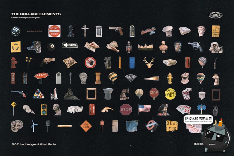 图片[19]-美式潮流复古美学老式杂志明信片书籍报纸剪贴艺术品插画PNG素材-设计猿