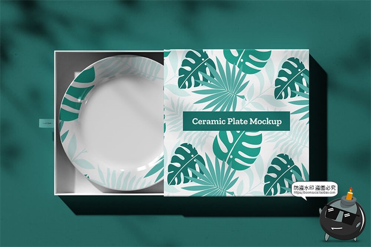 图片[2]-陶瓷餐具盘子餐盘菜盘LOGO图案mockups样机智能贴图PSD模板PS素材-设计猿