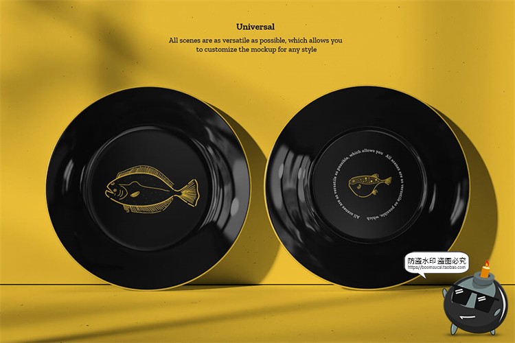 图片[3]-陶瓷餐具盘子餐盘菜盘LOGO图案mockups样机智能贴图PSD模板PS素材-设计猿