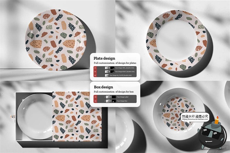 图片[4]-陶瓷餐具盘子餐盘菜盘LOGO图案mockups样机智能贴图PSD模板PS素材-设计猿