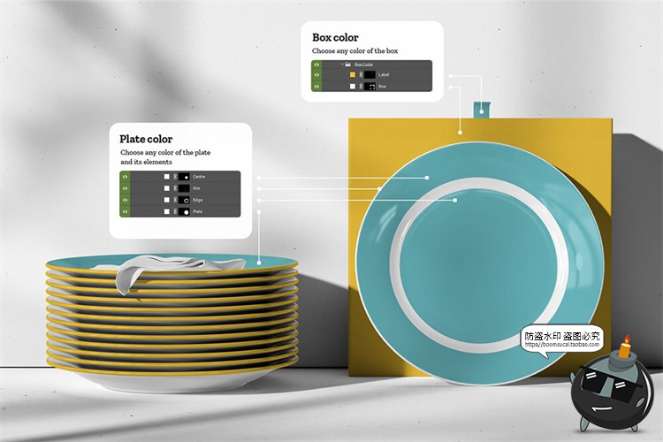 图片[5]-陶瓷餐具盘子餐盘菜盘LOGO图案mockups样机智能贴图PSD模板PS素材-设计猿