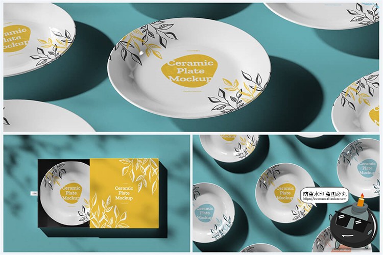 图片[7]-陶瓷餐具盘子餐盘菜盘LOGO图案mockups样机智能贴图PSD模板PS素材-设计猿