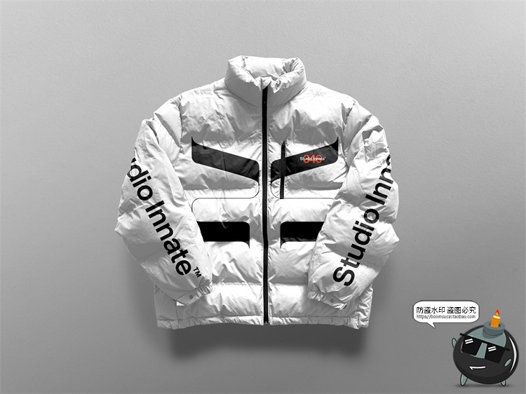 图片[1]-潮牌羽绒服棉服外套拉链冬季服装贴图mockups样机PSD模板PS素材-设计猿