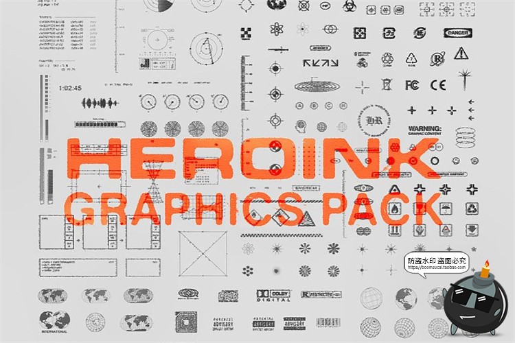 图片[1]-科幻科技图形图标撕纸灰尘噪音叠加纹理AI矢量PNG免抠合成素材-设计猿