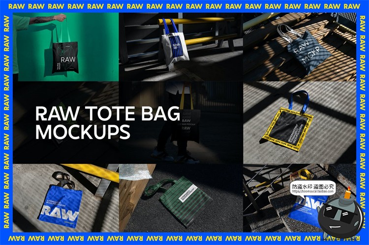 图片[1]-手提袋环保袋帆布袋购物袋光影阴影场景贴图样机PSD模板PS素材-设计猿