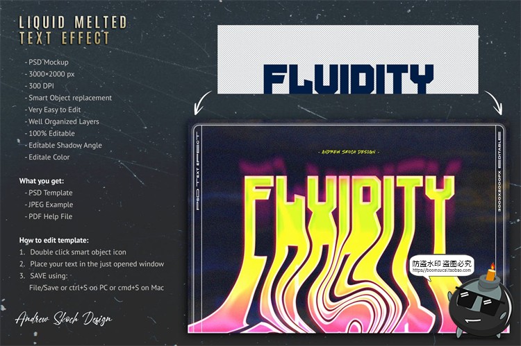 图片[2]-酸性液体流体融化风文字效果图层样式样机字体特效PSD模板PS素材-设计猿