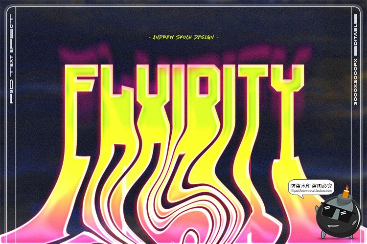 图片[3]-酸性液体流体融化风文字效果图层样式样机字体特效PSD模板PS素材-设计猿