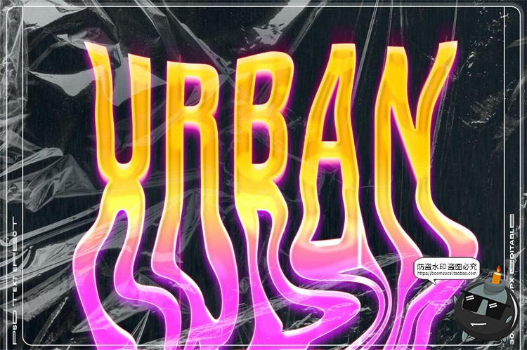 图片[5]-酸性液体流体融化风文字效果图层样式样机字体特效PSD模板PS素材-设计猿