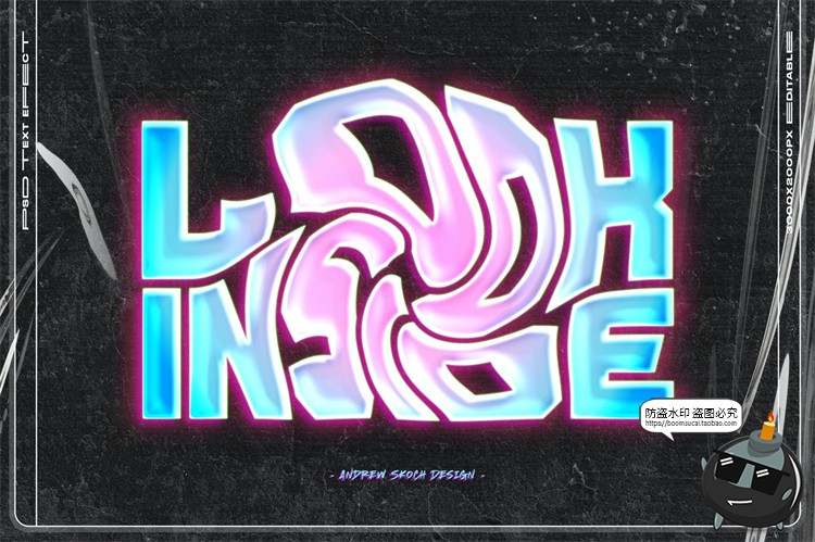 图片[6]-酸性液体流体融化风文字效果图层样式样机字体特效PSD模板PS素材-设计猿