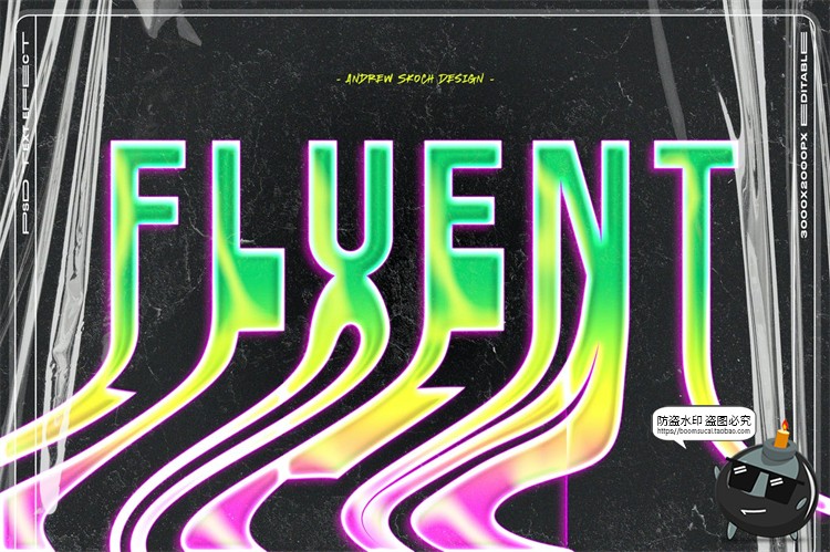 图片[7]-酸性液体流体融化风文字效果图层样式样机字体特效PSD模板PS素材-设计猿