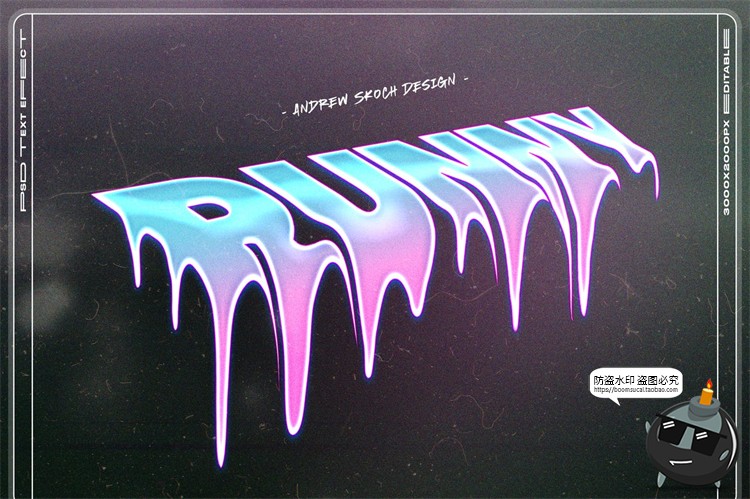 图片[8]-酸性液体流体融化风文字效果图层样式样机字体特效PSD模板PS素材-设计猿