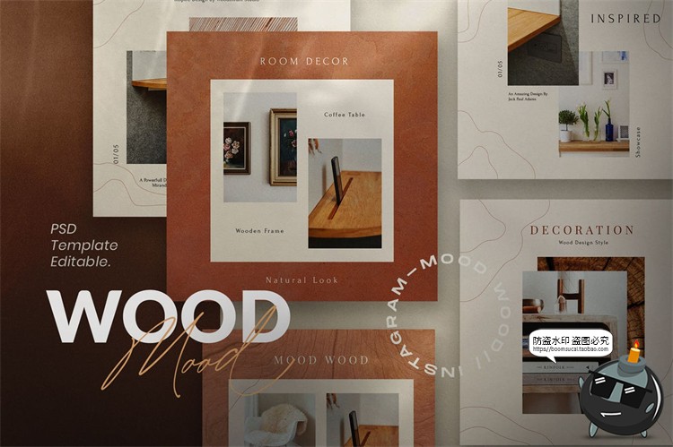 图片[3]-小资风时尚优雅下午茶树木纹理质感海报图文照片排版PSD模板素材-设计猿