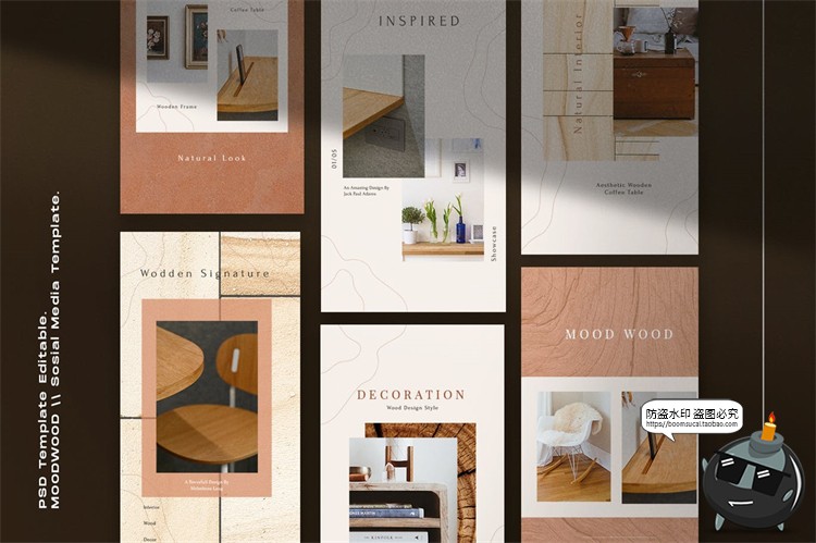 图片[5]-小资风时尚优雅下午茶树木纹理质感海报图文照片排版PSD模板素材-设计猿