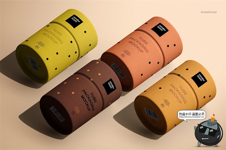 图片[4]-茶叶补品圆柱形圆筒纸管纸皮包装贴图mockups样机PSD模板PS素材-设计猿
