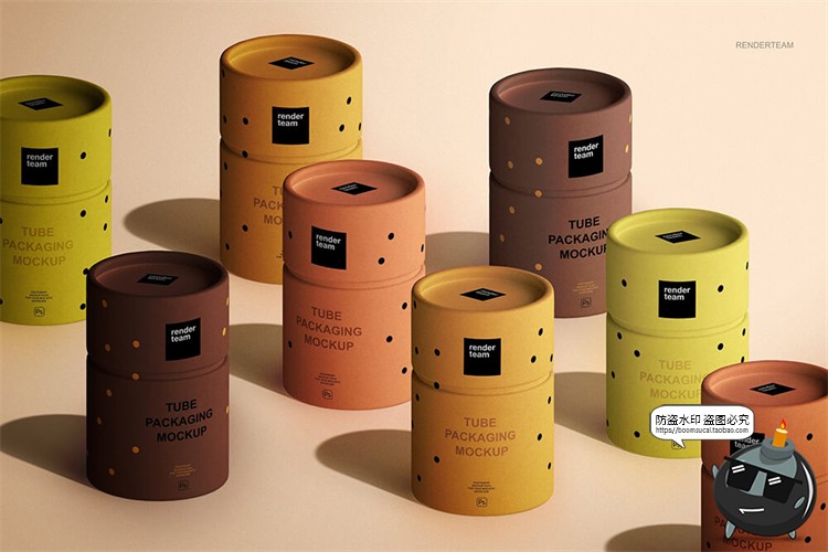 图片[6]-茶叶补品圆柱形圆筒纸管纸皮包装贴图mockups样机PSD模板PS素材-设计猿