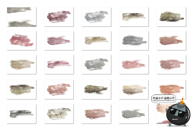 图片[3]-水彩金粉抹痕箔纸元素轻奢涂抹颜料痕迹纹理背景PNG免抠装饰素材-设计猿