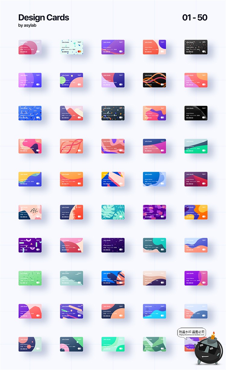 图片[1]-创意抽象炫彩渐变扁平化彩色卡片式UI图案封面PSD模板背景素材-设计猿