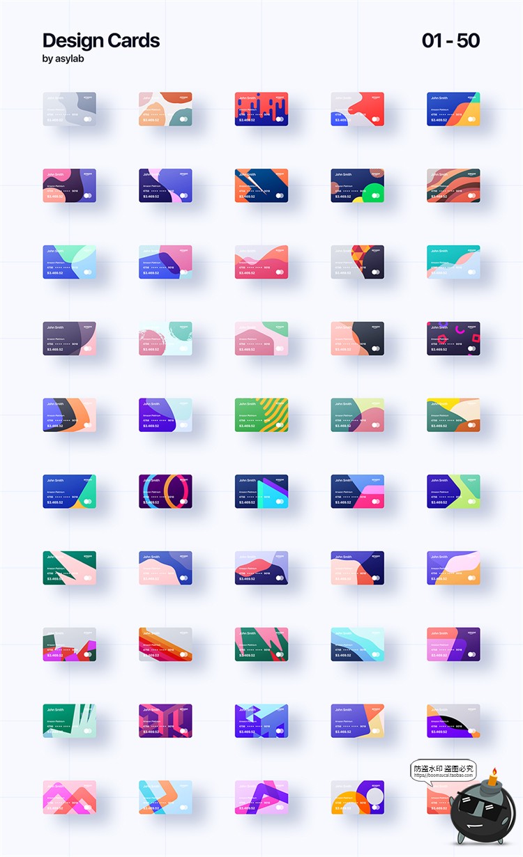 图片[2]-创意抽象炫彩渐变扁平化彩色卡片式UI图案封面PSD模板背景素材-设计猿