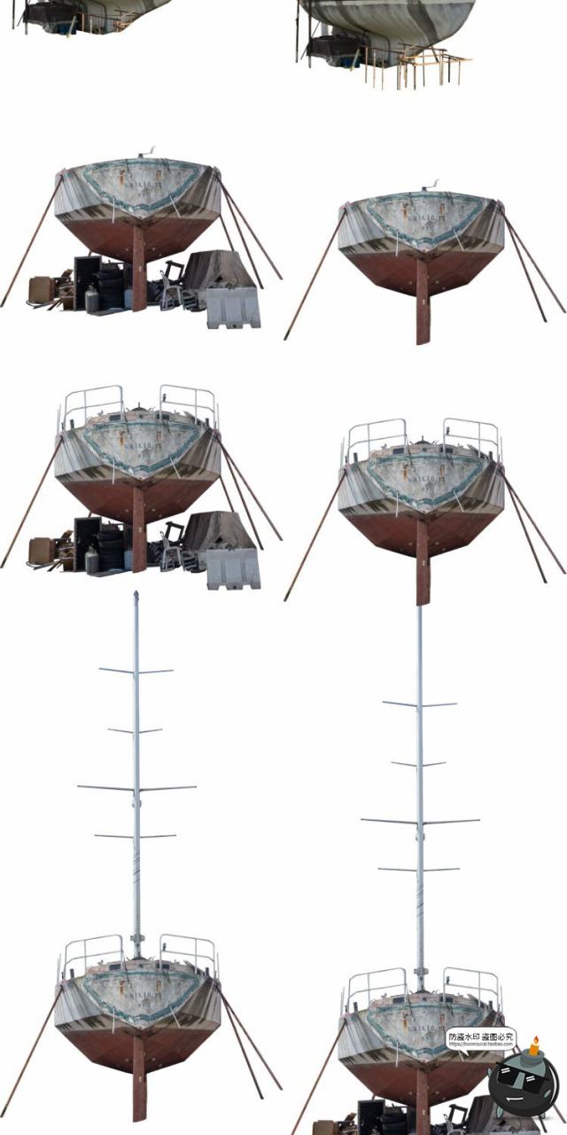 图片[4]-沉船残骸废弃船只木船渔船游艇装饰参考场景后期合成PNG免抠素材-设计猿