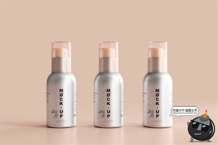 图片[9]-金属铝制喷瓶乳液瓶密封罐金属瓶化妆品包装瓶样机PSD模板PS素材-设计猿