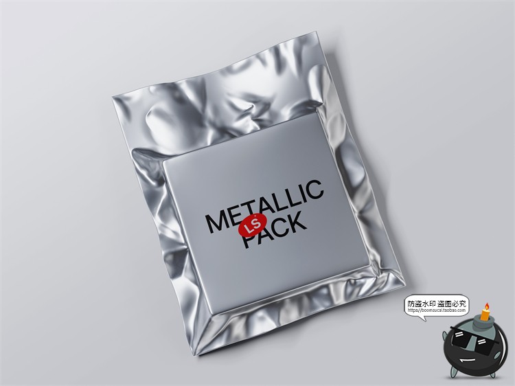 图片[3]-金属铝箔密封真空包装袋褶皱锡封装包PSD模板智能贴图样机PS素材-设计猿